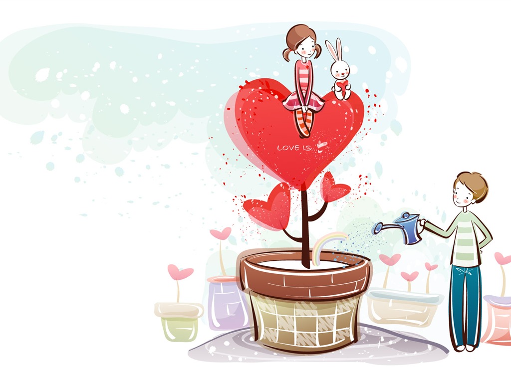 fondos de pantalla de dibujos animados de San Valentín (1) #4 - 1024x768