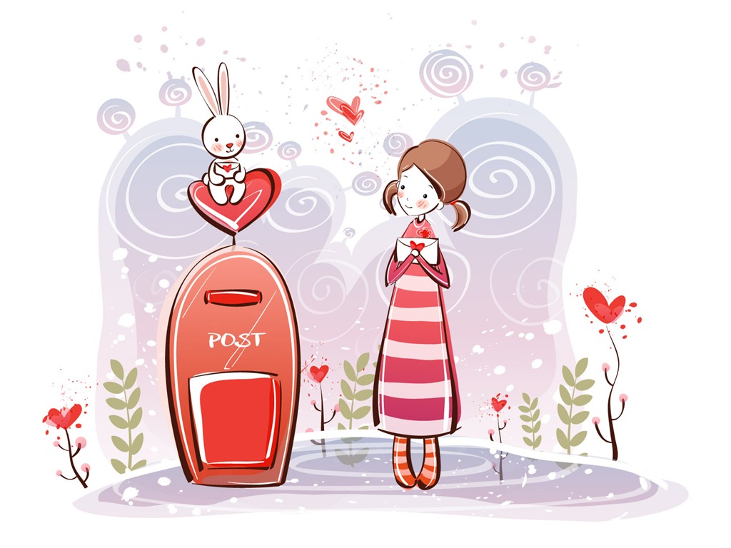 fondos de pantalla de dibujos animados de San Valentín (1) #10 - 1024x768