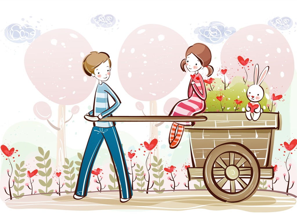 fondos de pantalla de dibujos animados de San Valentín (1) #11 - 1024x768