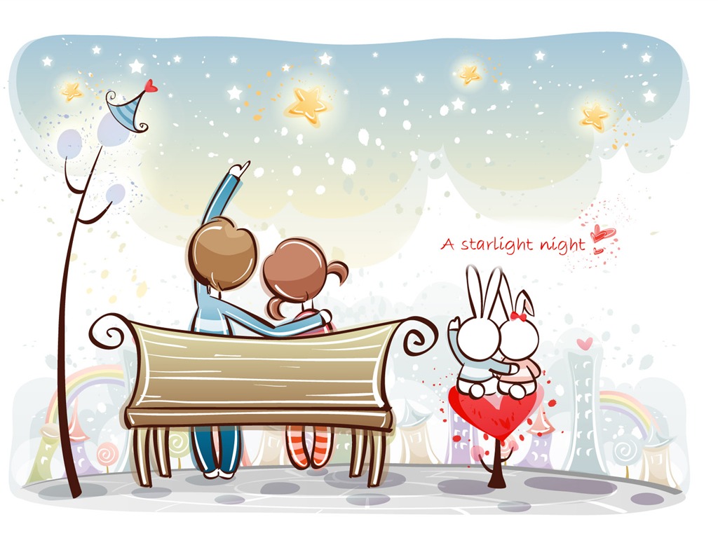 fondos de pantalla de dibujos animados de San Valentín (1) #17 - 1024x768