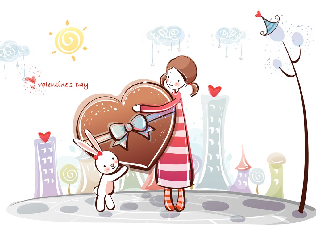 Cartoon Valentine's Day fonds d'écran (2) #9 - 1024x768