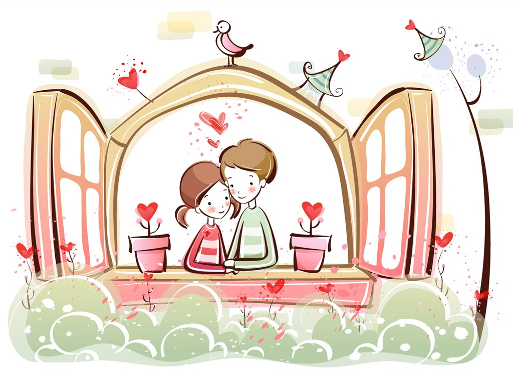 Cartoon Valentine's Day fonds d'écran (2) #19 - 1024x768