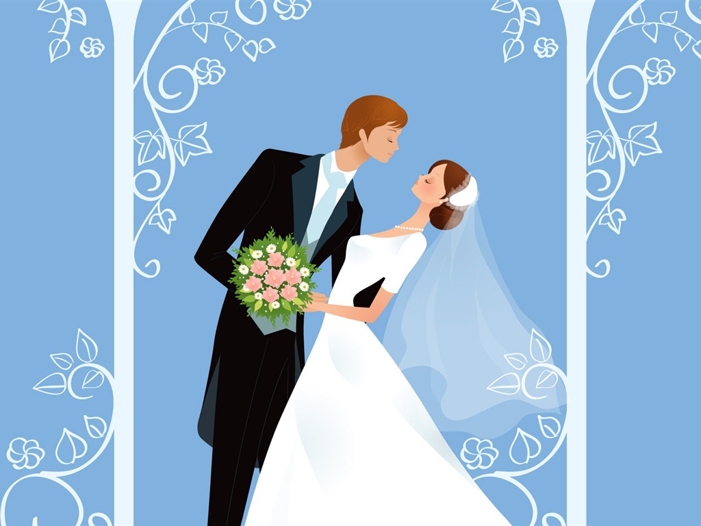 ベクトルの壁紙の結婚式の花嫁 (1) #1 - 1024x768