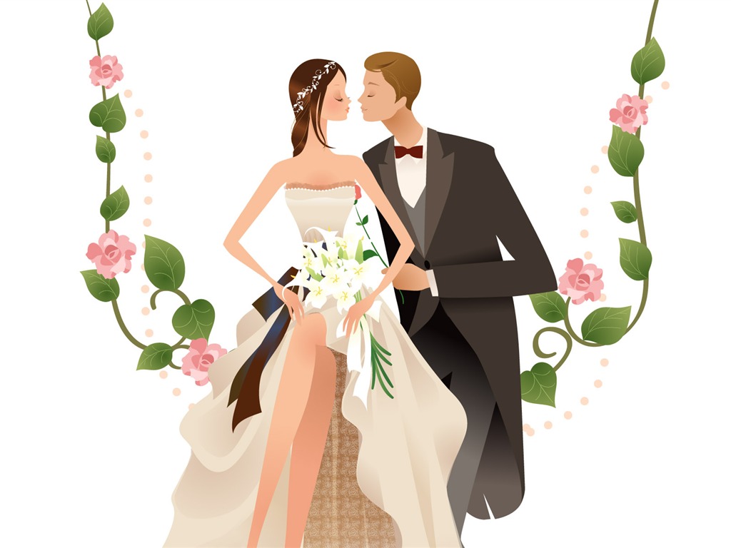 ベクトルの壁紙の結婚式の花嫁 (1) #6 - 1024x768