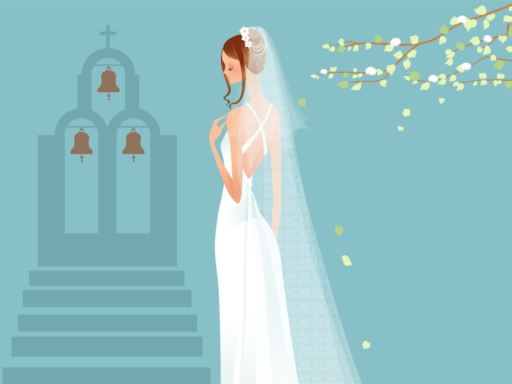 ベクトルの壁紙の結婚式の花嫁 (1) #15 - 1024x768