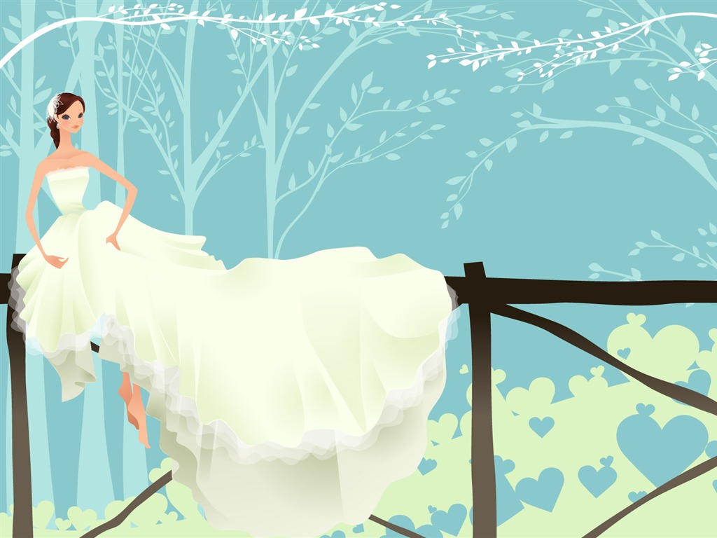 ベクトルの壁紙の結婚式の花嫁 (1) #17 - 1024x768