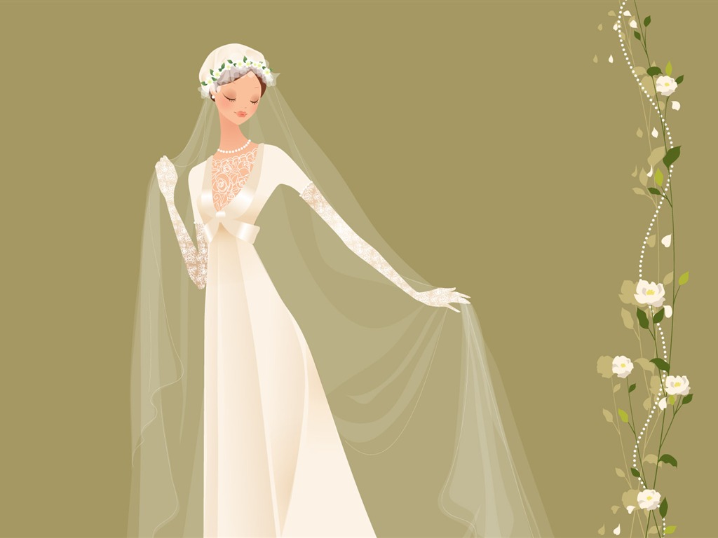 ベクトルの壁紙の結婚式の花嫁 (1) #18 - 1024x768