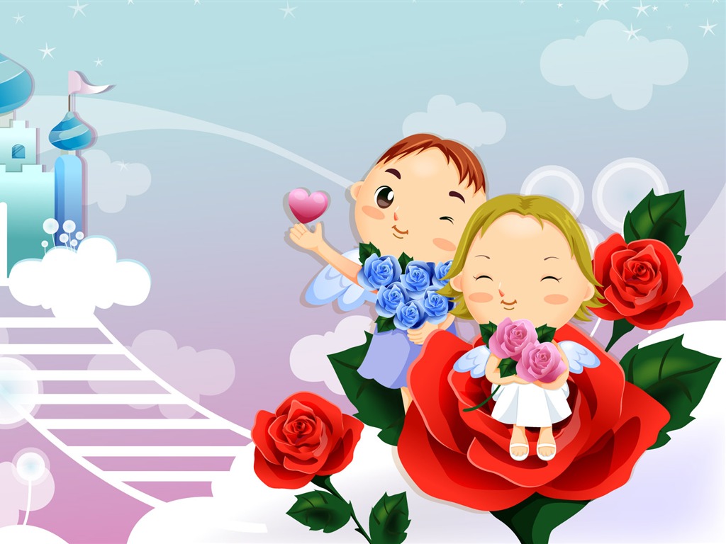 Día de San Valentín Amor Fondos vectoriales (1) #10 - 1024x768