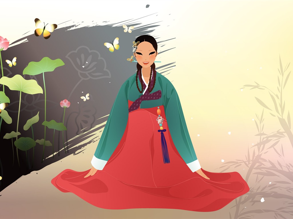 Vector wallpaper of Korean women (1) #7 - 1024x768