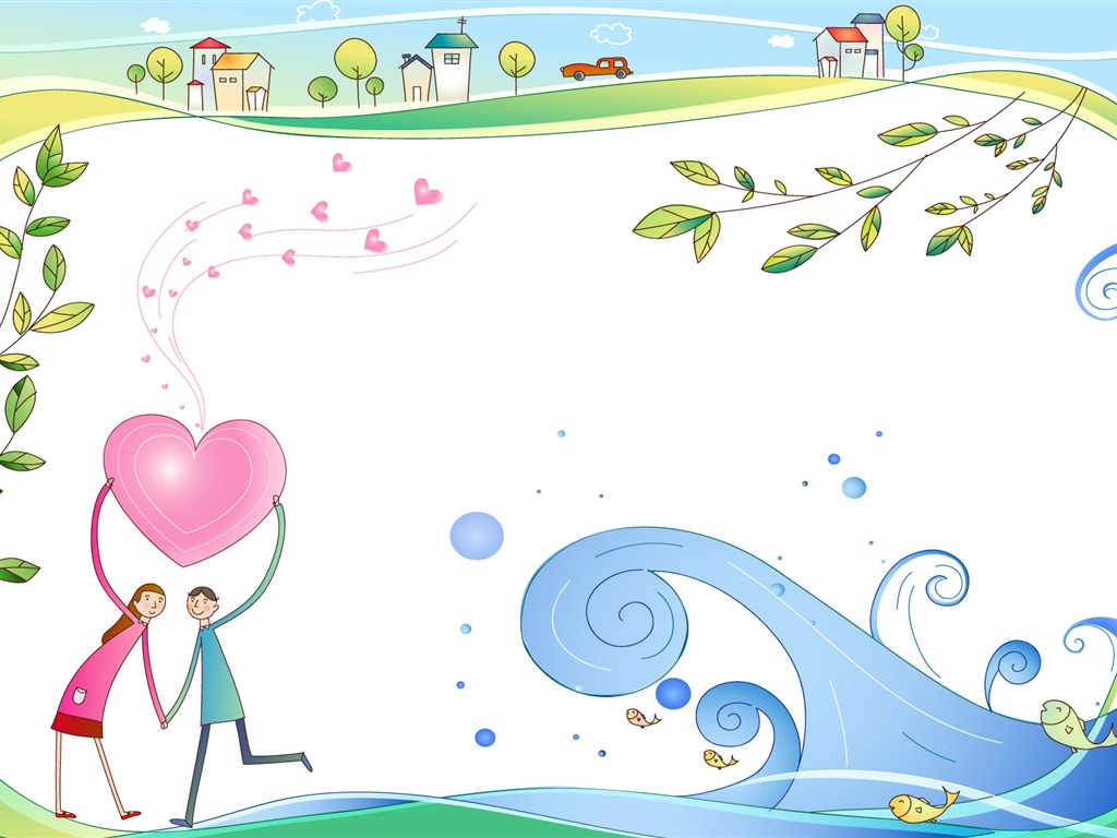 Vector Lovers fondo de pantalla de dibujos animados (1) #19 - 1024x768