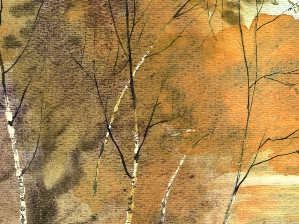 Acuarela fondos de escritorio de paisajes pintados a mano (1) #10 - 1024x768