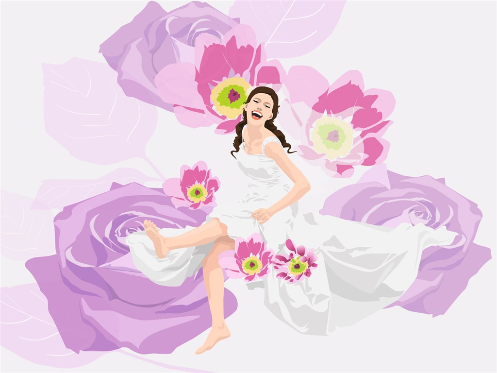 Vector collection of women wallpaper (2) #5 - 1024x768