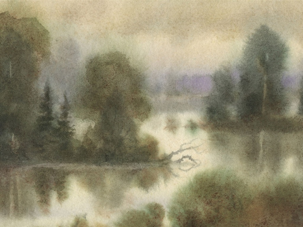 水彩景色 手绘壁纸(二)3 - 1024x768