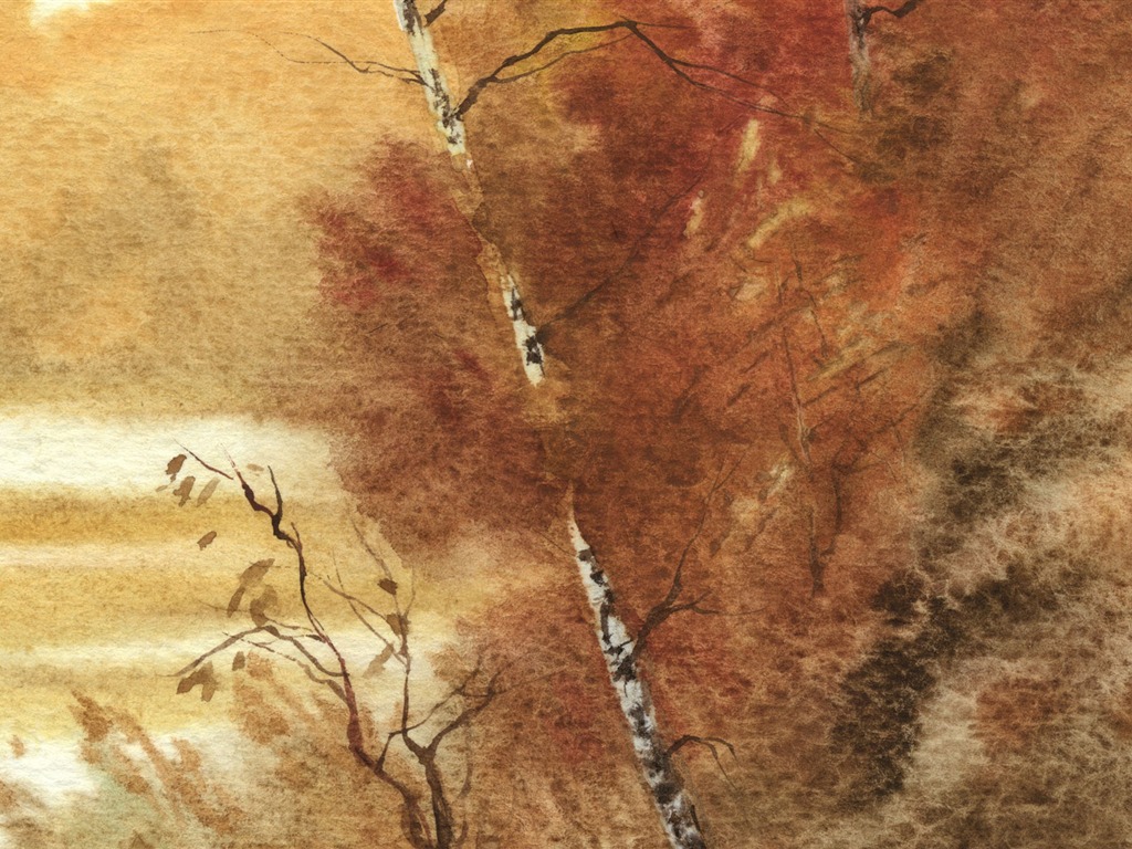 Acuarela fondos de escritorio de paisajes pintados a mano (2) #7 - 1024x768