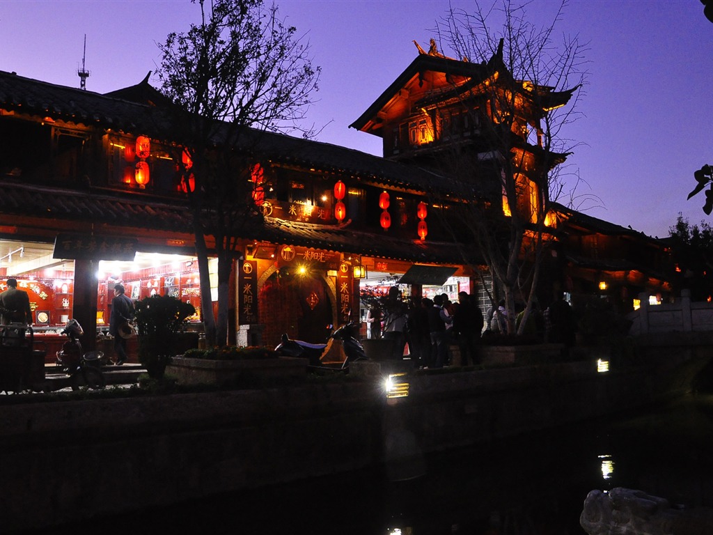 Vieille ville de Lijiang de nuit (Old œuvres Hong OK) #1 - 1024x768