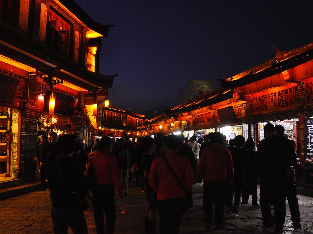 Vieille ville de Lijiang de nuit (Old œuvres Hong OK) #3 - 1024x768