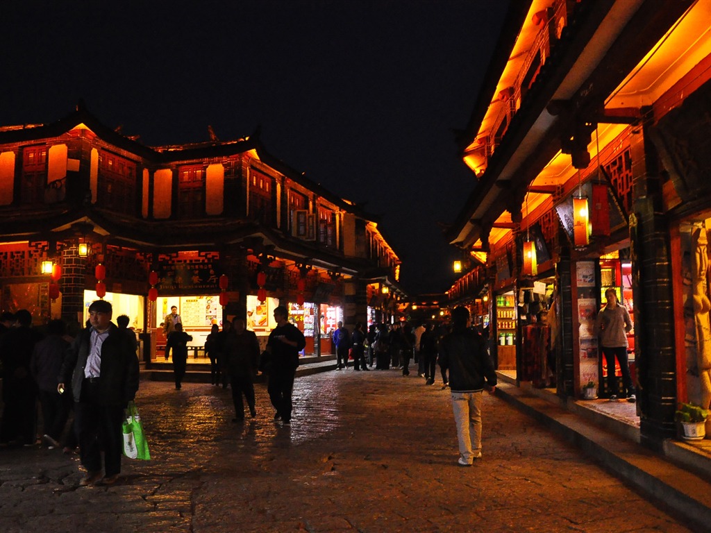 Starobylé město Lijiang Night (Staré Hong OK práce) #4 - 1024x768