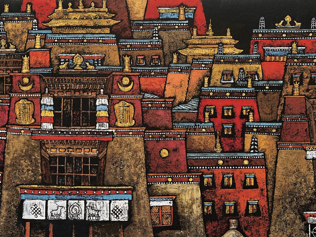 藏族祥巴版画 壁纸(一)18 - 1024x768