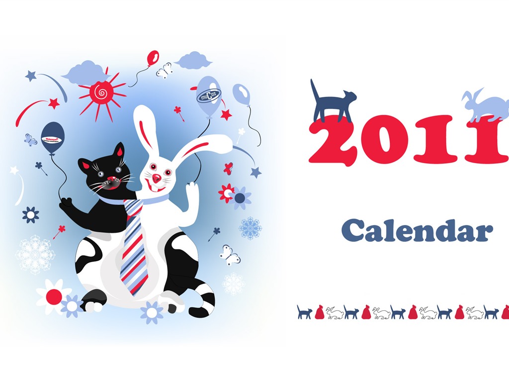Год Кролика 2011 календарь обои (2) #1 - 1024x768