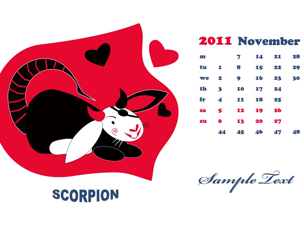 Jahr des Hasen Kalender 2011 Wallpaper (2) #2 - 1024x768