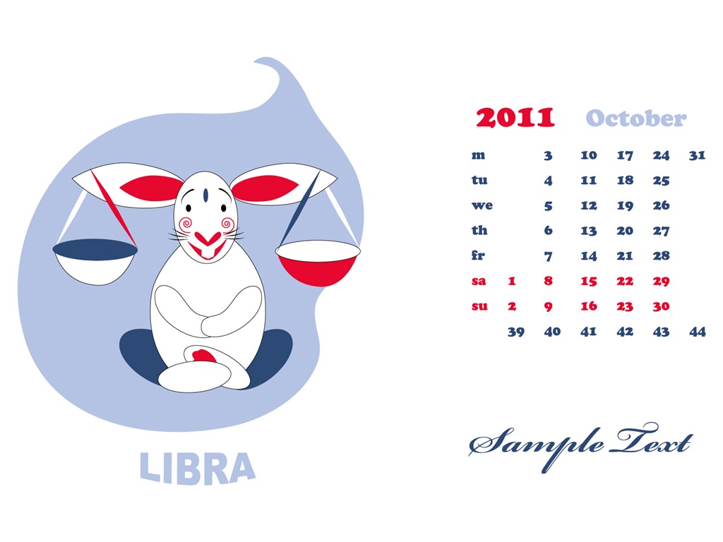 Rok 2011 králíka kalendář tapety (2) #3 - 1024x768