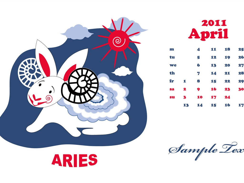 Год Кролика 2011 календарь обои (2) #9 - 1024x768