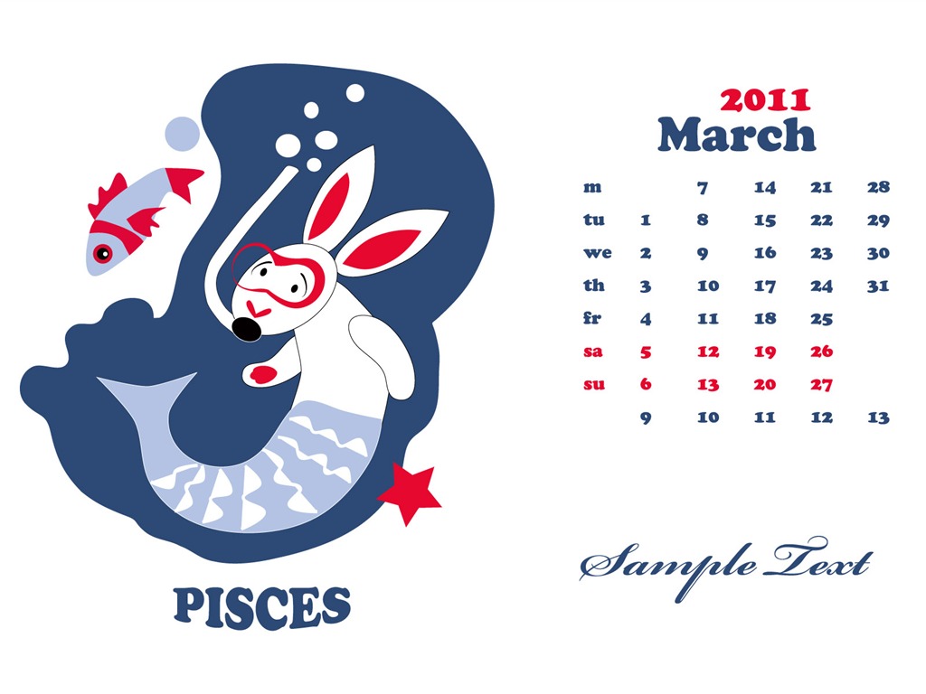 Rok 2011 králíka kalendář tapety (2) #10 - 1024x768