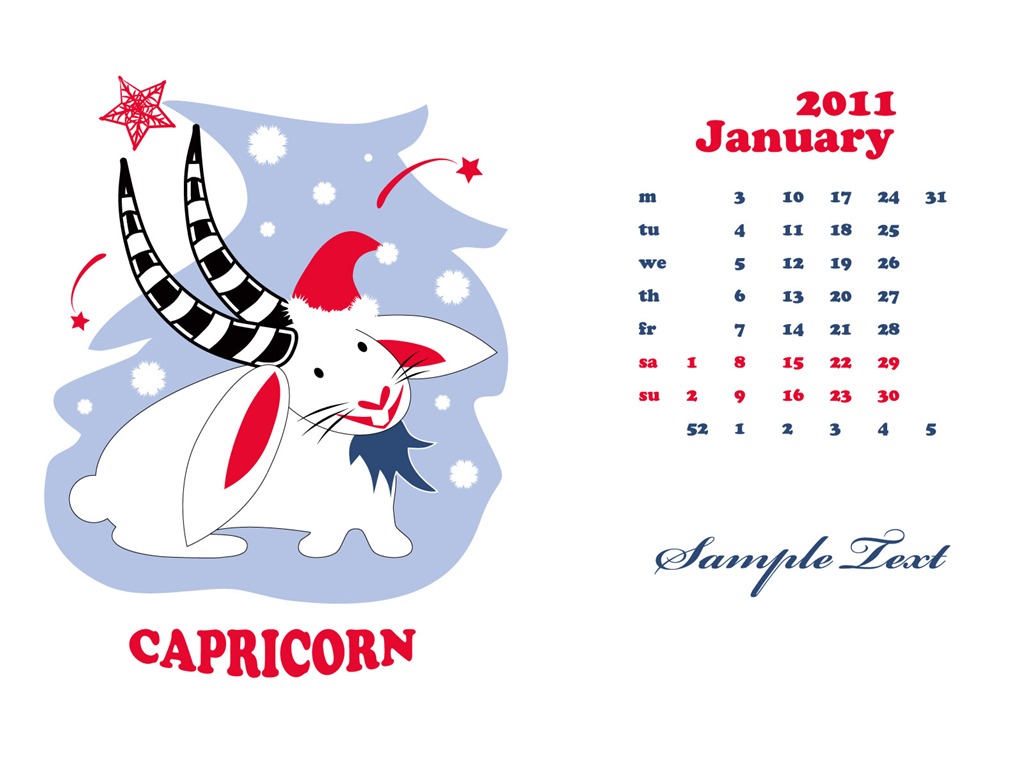 Год Кролика 2011 календарь обои (2) #12 - 1024x768