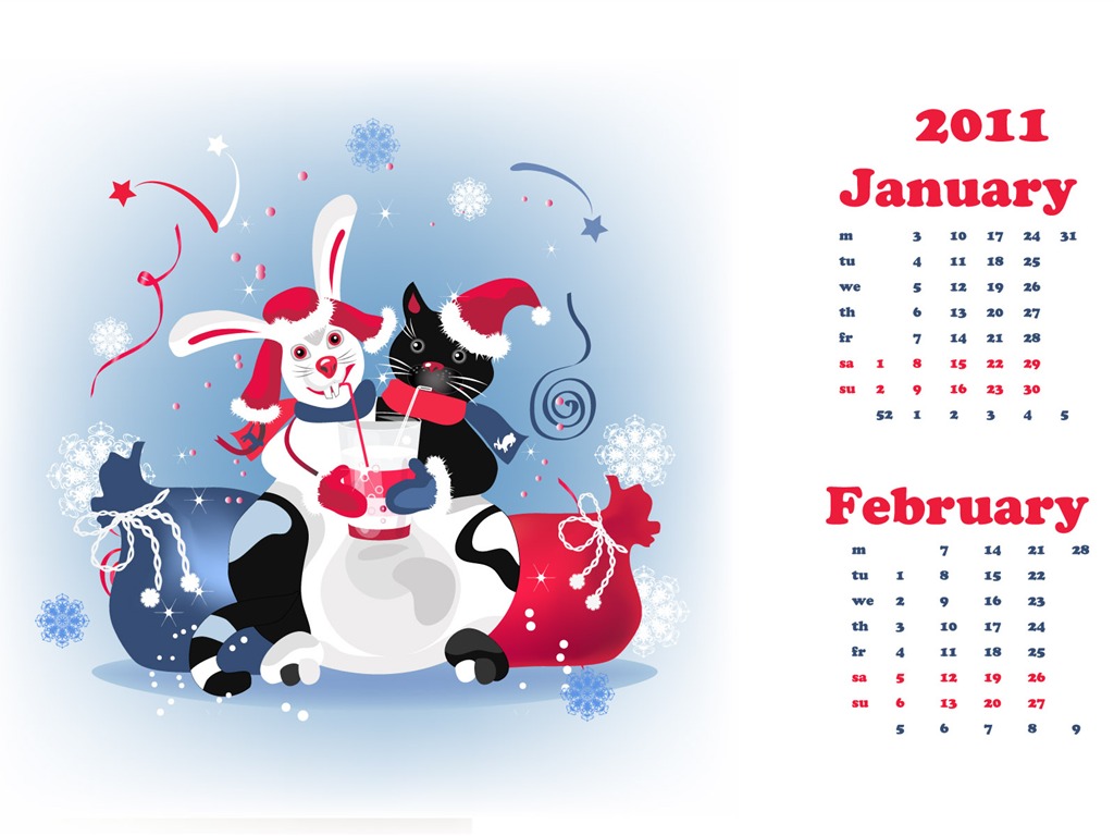 Jahr des Hasen Kalender 2011 Wallpaper (2) #14 - 1024x768