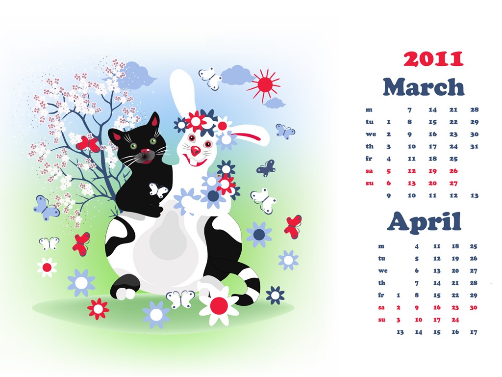 Rok 2011 králíka kalendář tapety (2) #16 - 1024x768