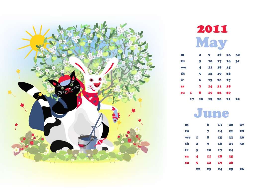 Year of the Rabbit 2011 calendar wallpaper (2) #17 - 1024x768