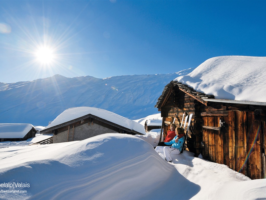 Swiss winter snow wallpaper #3 - 1024x768