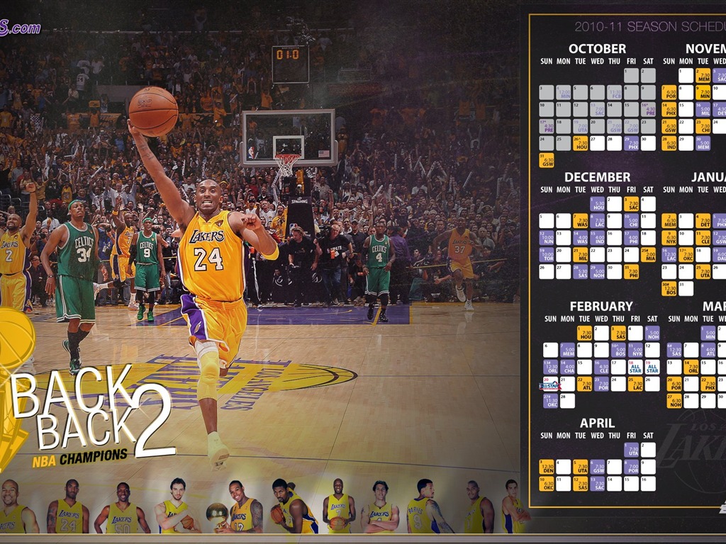 NBA 2010-11賽季 洛杉磯湖人隊 壁紙 #15 - 1024x768