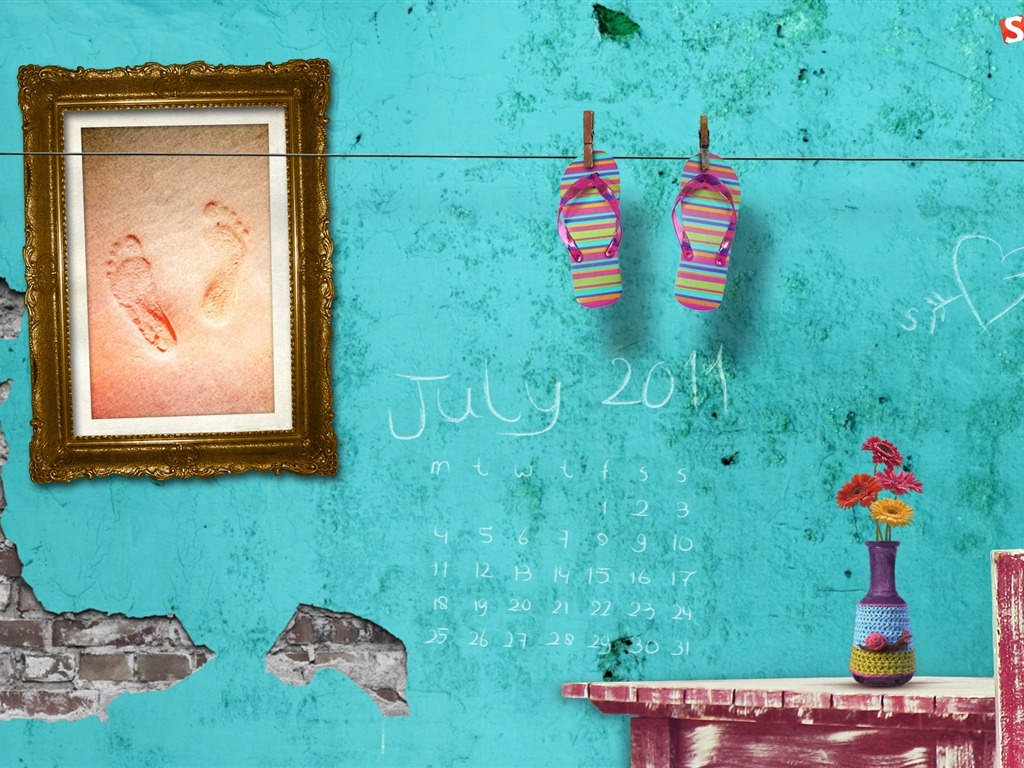Juillet 2011 Calendar Wallpaper (2) #1 - 1024x768
