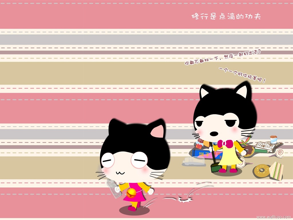 Baby cat cartoon wallpaper (3) #16 - 1024x768