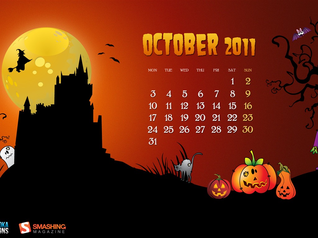 Octobre 2011 Calendar Wallpaper (1) #1 - 1024x768