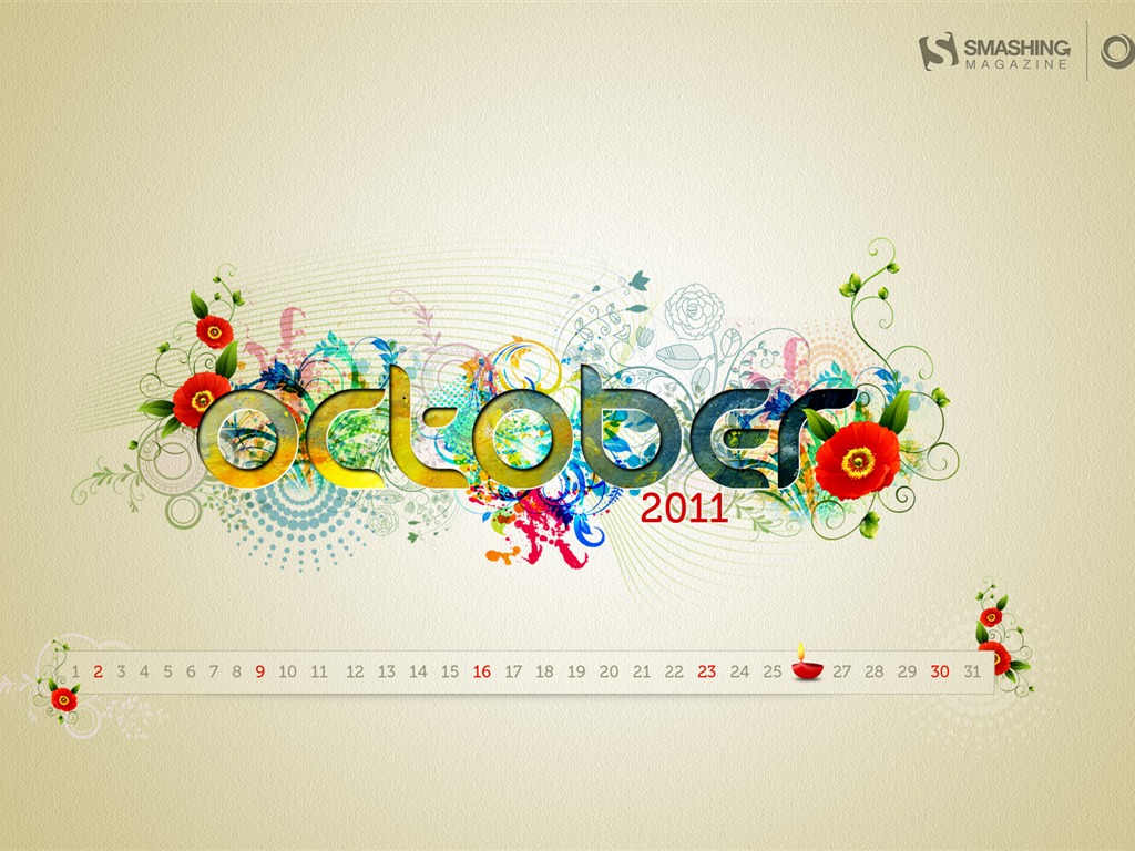 2011년 10월 달력 월페이퍼 (1) #5 - 1024x768