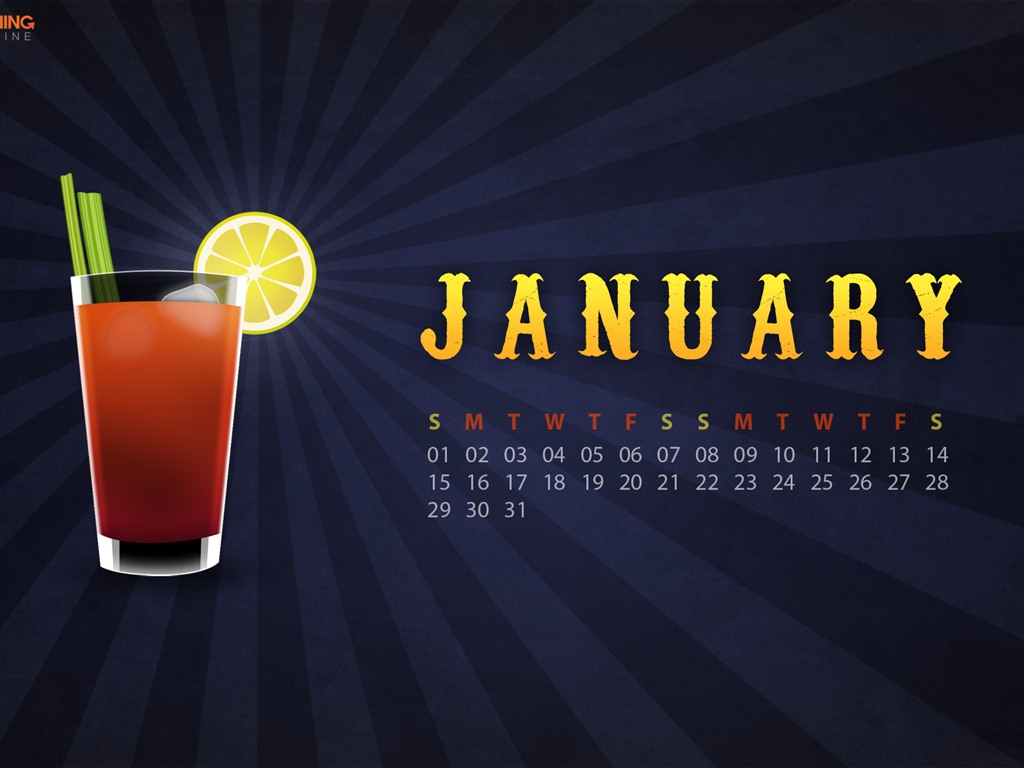 Januar 2012 Kalender Wallpapers #4 - 1024x768