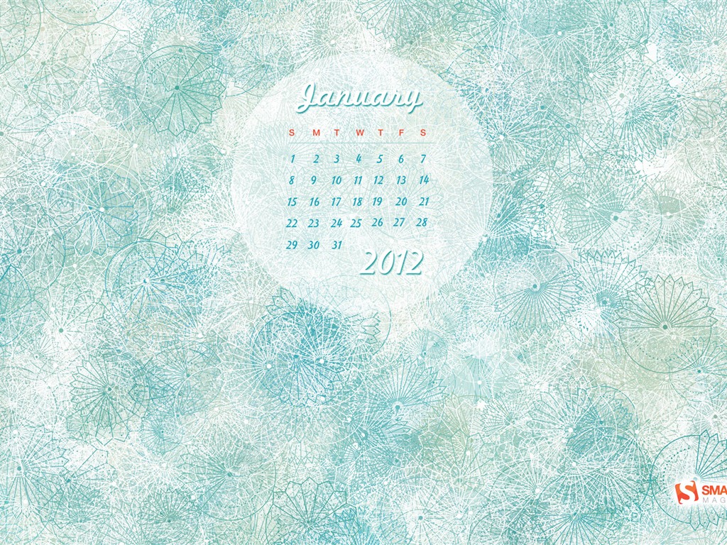 Январь 2012 Календарь Обои #9 - 1024x768