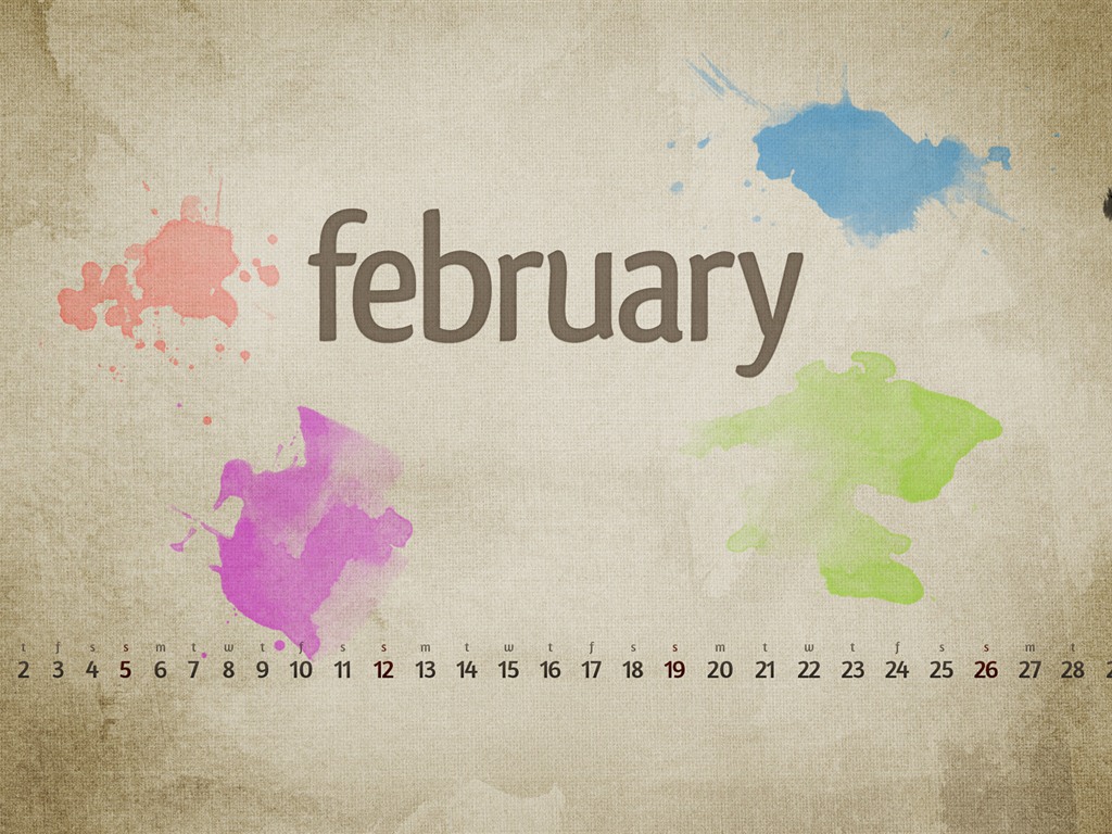 Février 2012 Calendar Wallpaper (1) #14 - 1024x768