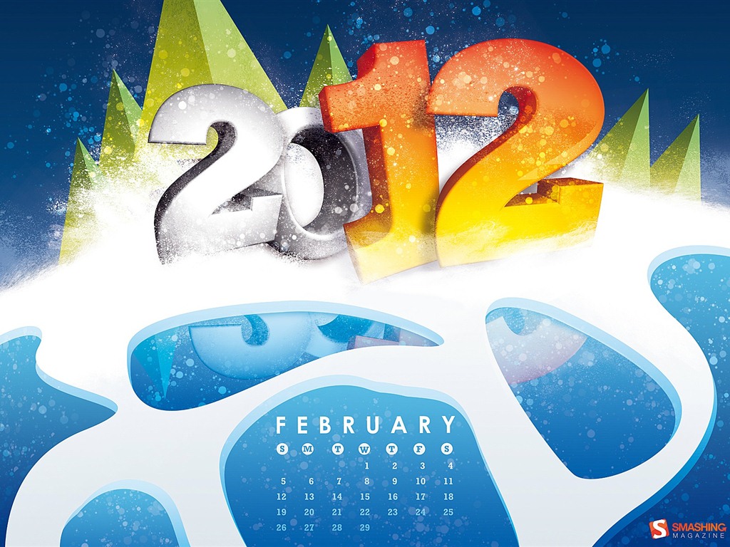 Februar 2012 Kalender Wallpaper (2) #1 - 1024x768