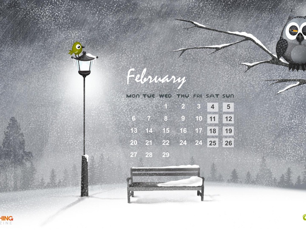 Calendario febrero 2012 fondos de pantalla (2) #5 - 1024x768