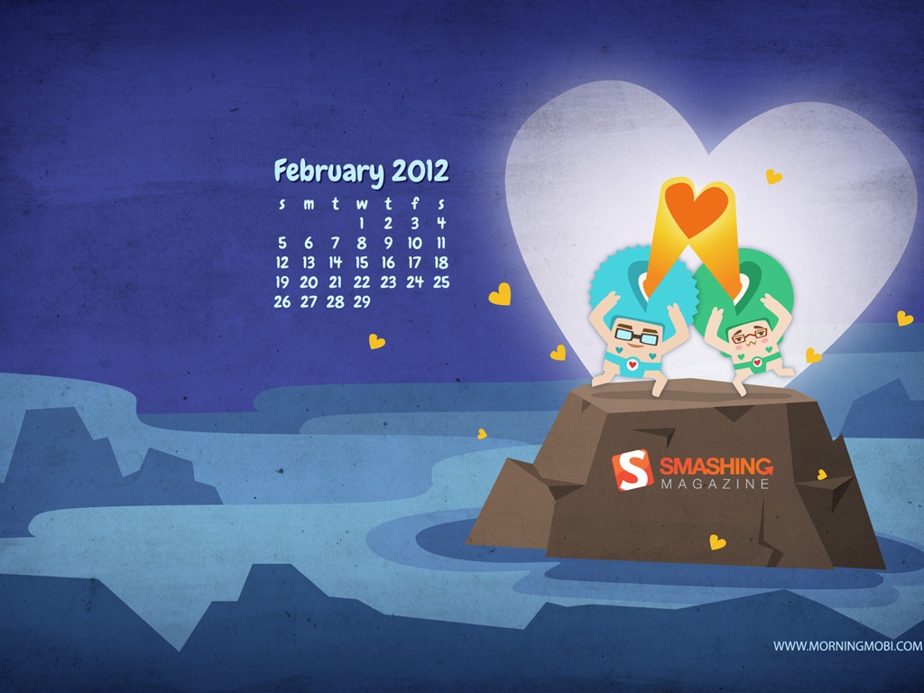 Februar 2012 Kalender Wallpaper (2) #11 - 1024x768