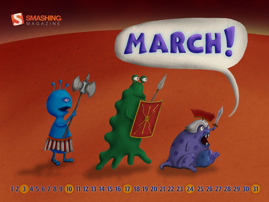 Март 2012 Календарь обои #13 - 1024x768