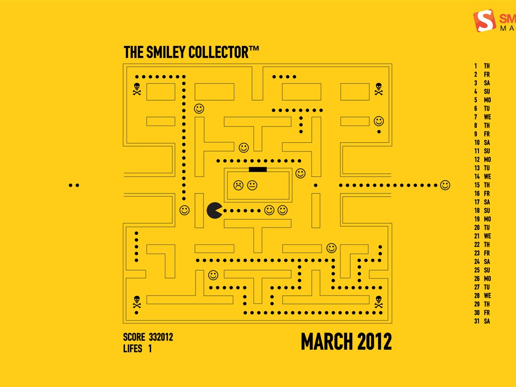 Март 2012 Календарь обои #17 - 1024x768