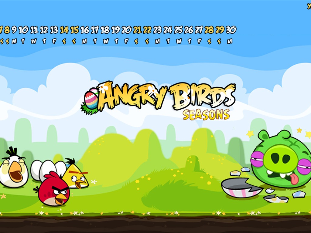 Angry Birds 愤怒的小鸟 2012年年历壁纸2 - 1024x768