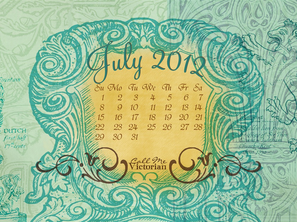 2012年7月カレンダー壁紙（2） #17 - 1024x768