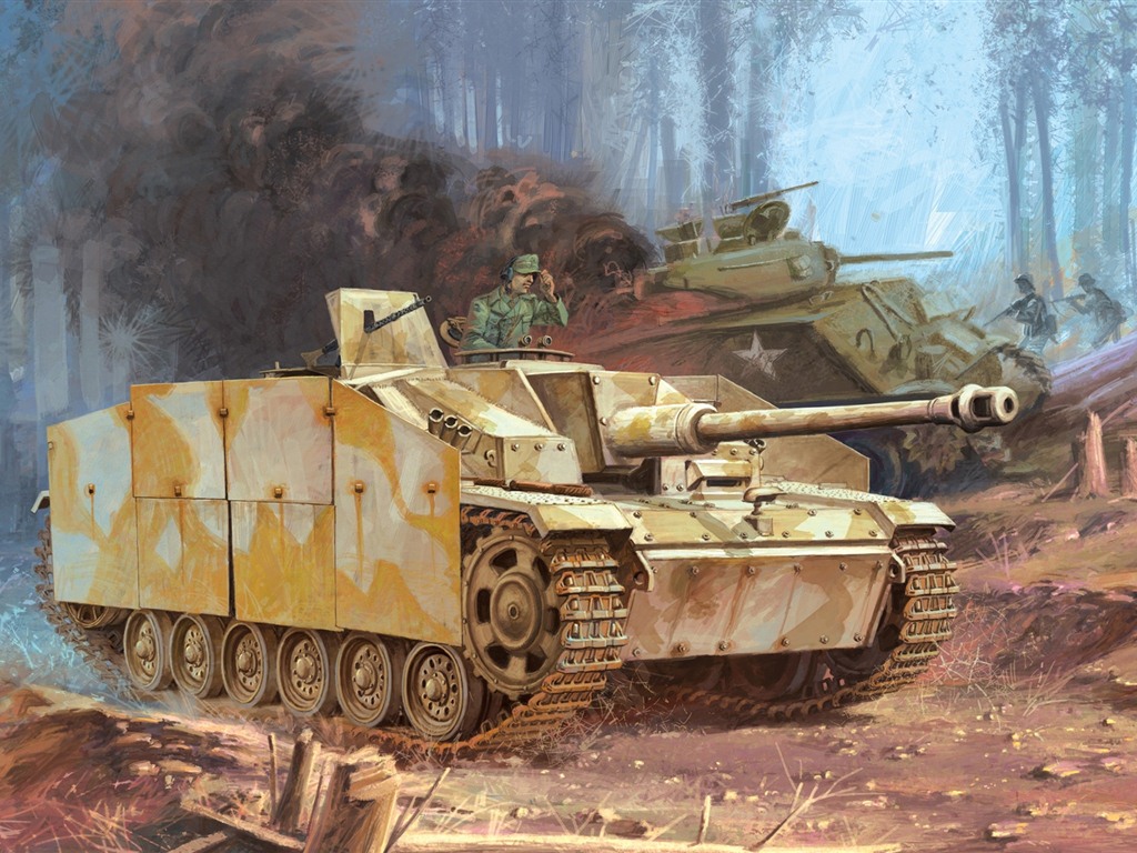 军事坦克装甲 高清绘画壁纸3 - 1024x768