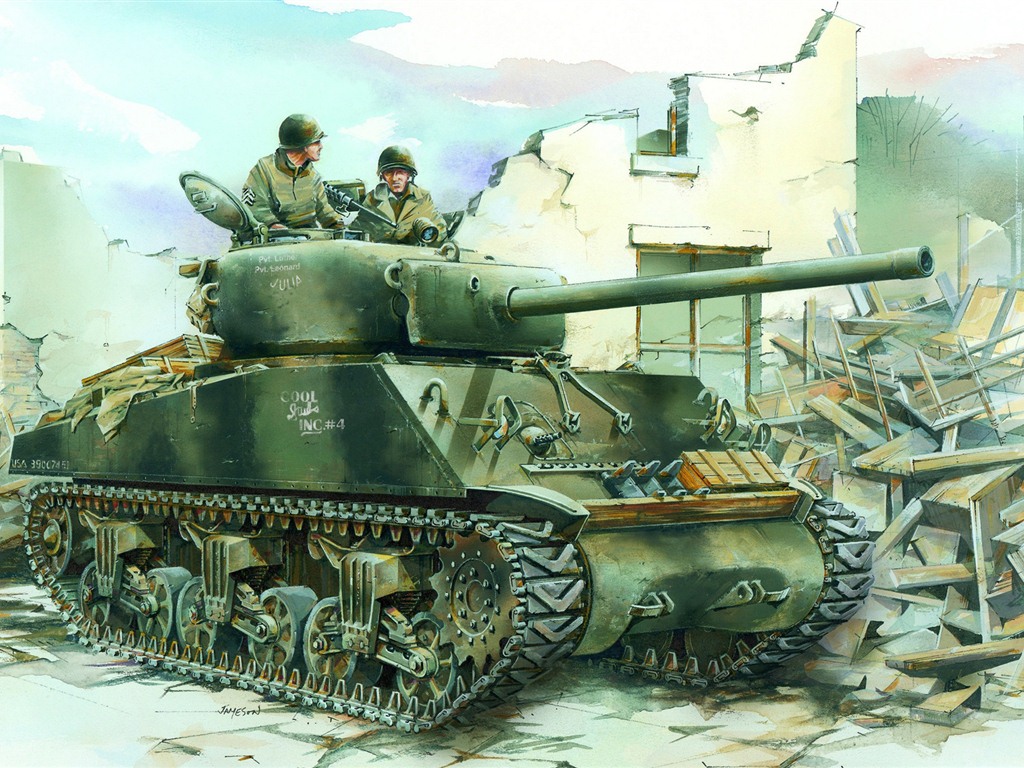 军事坦克装甲 高清绘画壁纸6 - 1024x768