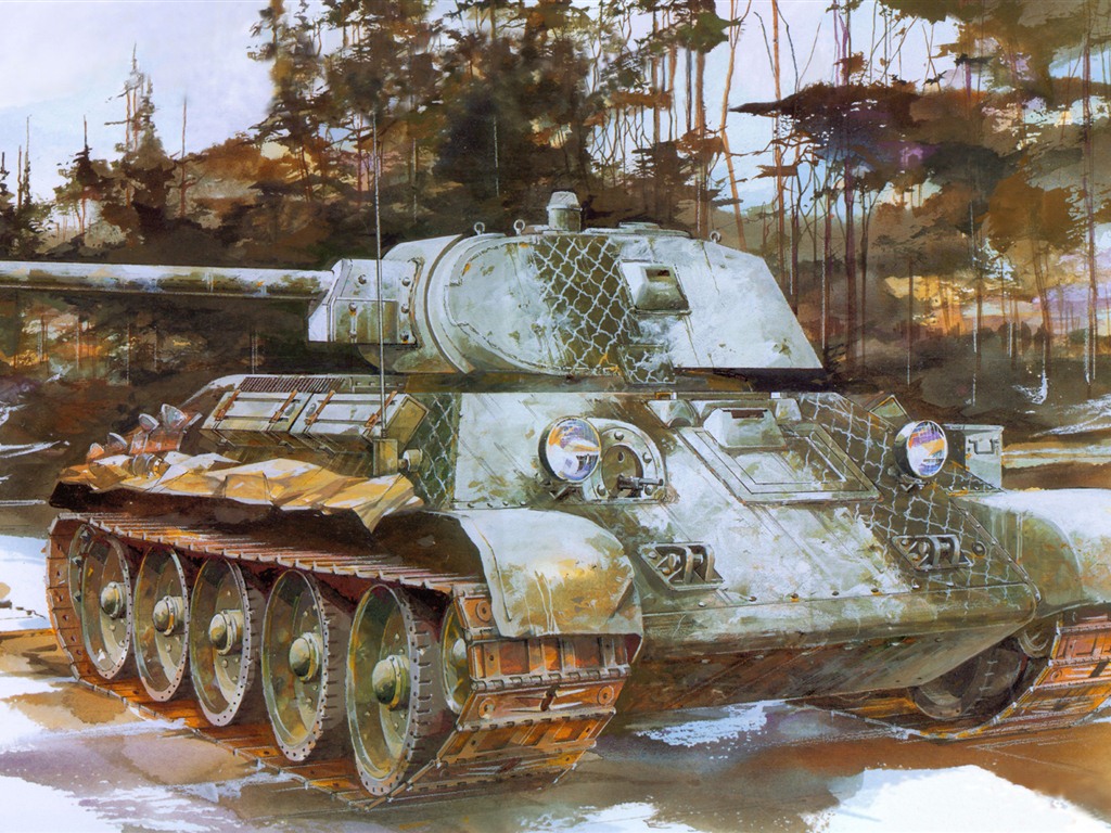 军事坦克装甲 高清绘画壁纸8 - 1024x768